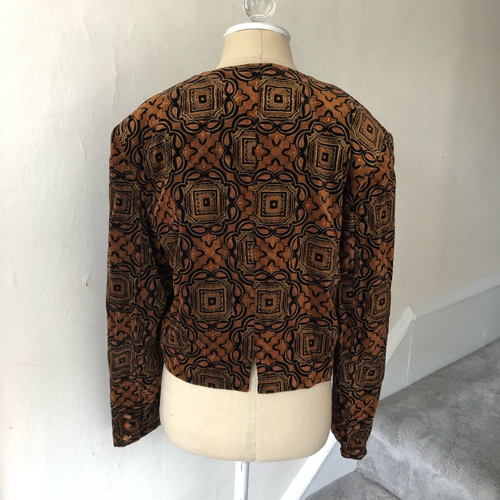 Vintage In•Wear Tile Print Metallic Velvet Jacket - Picture 3 of 8